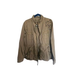 Sonoma Goods For Life Utility Jacket with Subtle Floral Embroidery - Tan